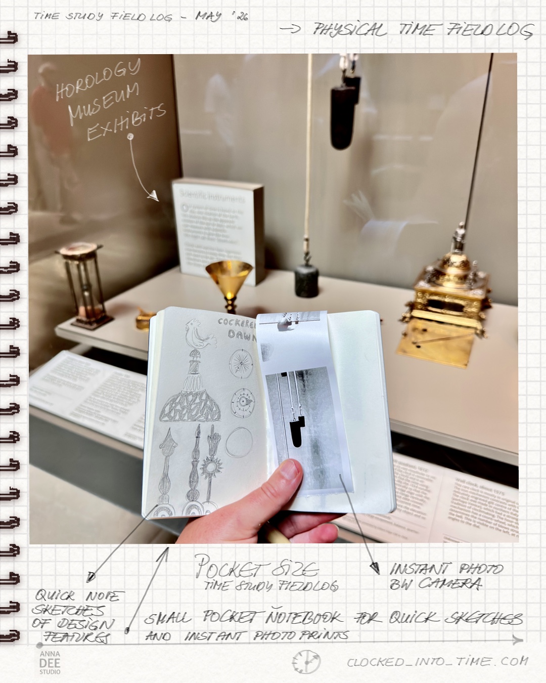 Time Study Field Log Pocket Size for One Site Sketches and Note taking , Practice Based Research 